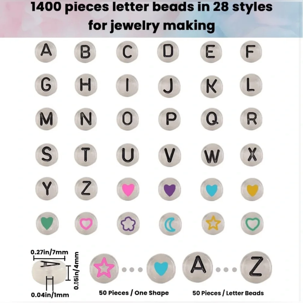 NWT 1400pcs‎ Glow in Dark Letter Beads Alphabet & Heart Beads DIY Jewelry